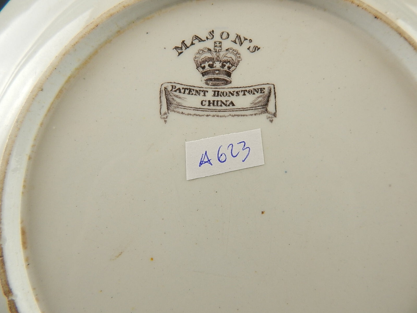 ANTICO RARO PIATTO 1840 CERAMICA MASON'S PATENT IRONSTONE CHINA DECORO A MANO