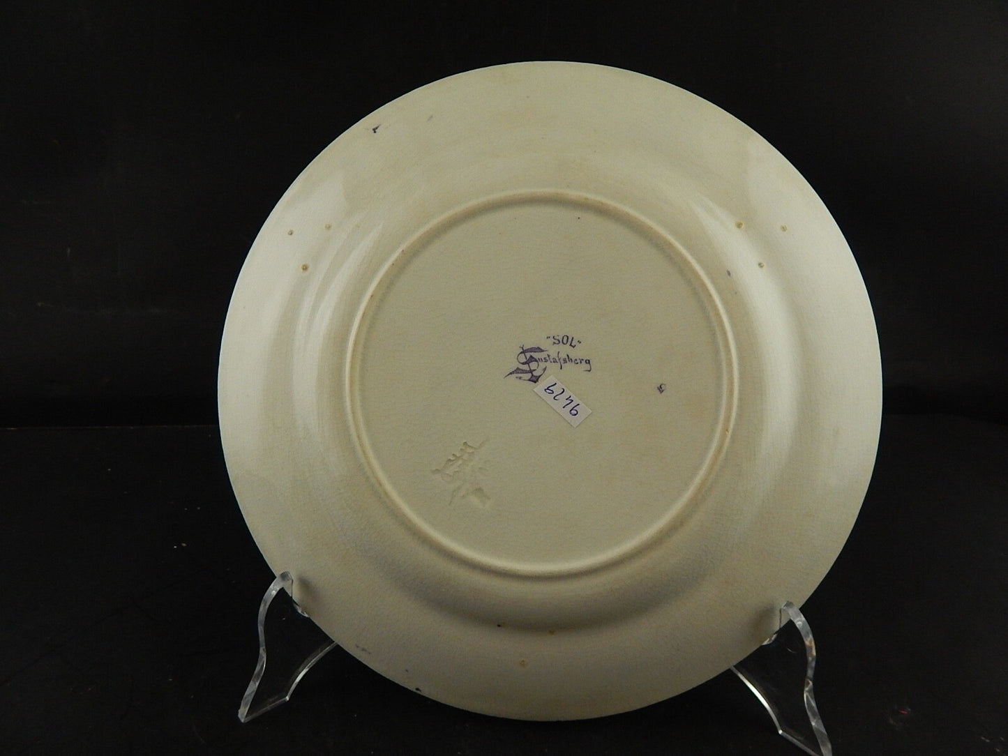 ANTICO PIATTO CERAMICA META' 800 GUSTAVSBERG TRANSFERWARE VIOLA #9429