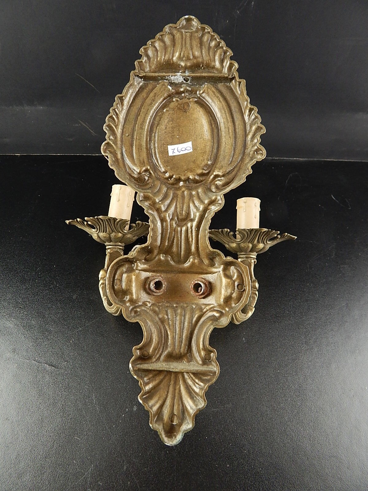ANTICA APPLIQUE DUE FUOCHI E 14 LAMPADA PARETE BRONZO OTTONE NAPOLEONE III