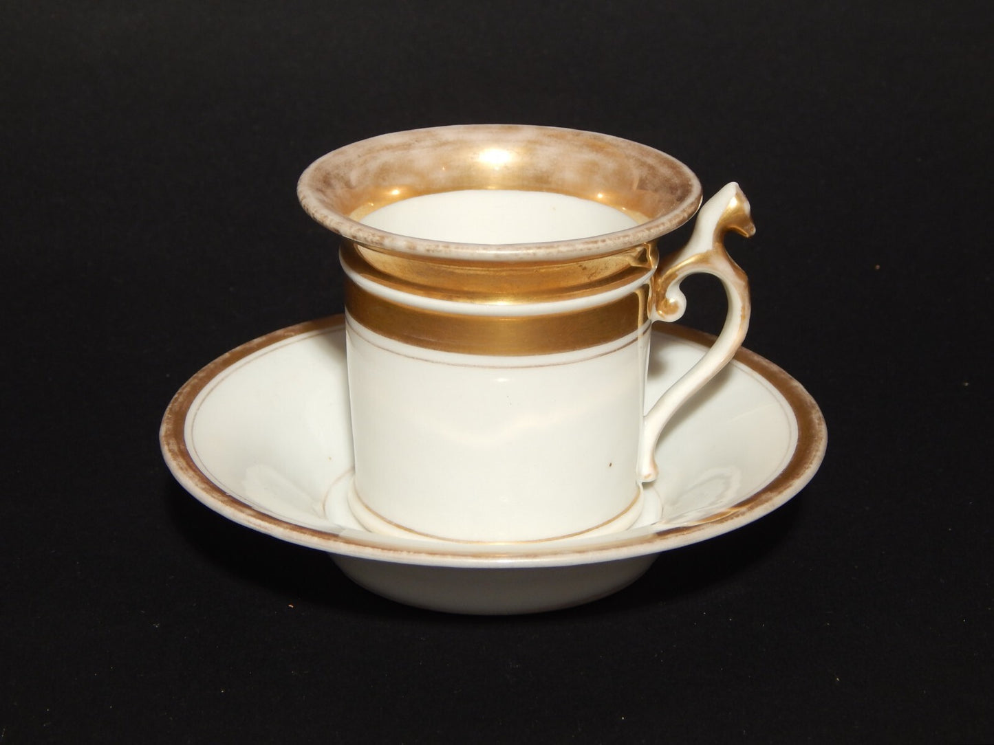 ANTICA PREZIOSA TAZZA PORCELLANA BIANCA E ORO IMPERO GINORI DOCCIA META' 800 #