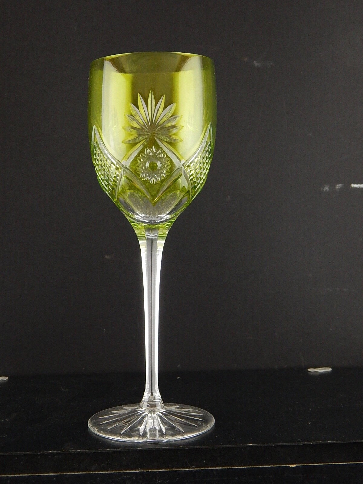 VINTAGE BICCHIERE CALICE CRISTALLO GERMANIA MOLATO NACHTMANN VERDE RESEDA