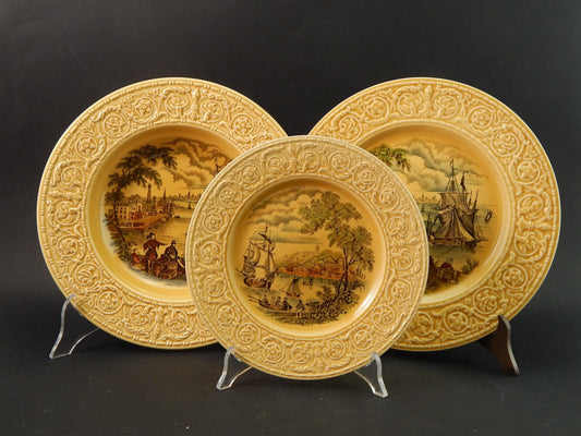 VINTAGE 3 PIATTI ROYAL STAFFORDSHIRE CERAMICS ENGLAND STAMPA MANO SAFE HARBOUR