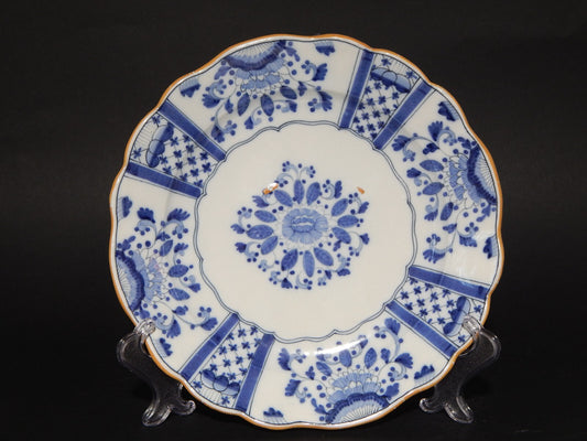ANTICO PREZIOSO RARO PIATTO CERAMICA DELFT FINE 800 DECORO DIPINTO FLOREALE