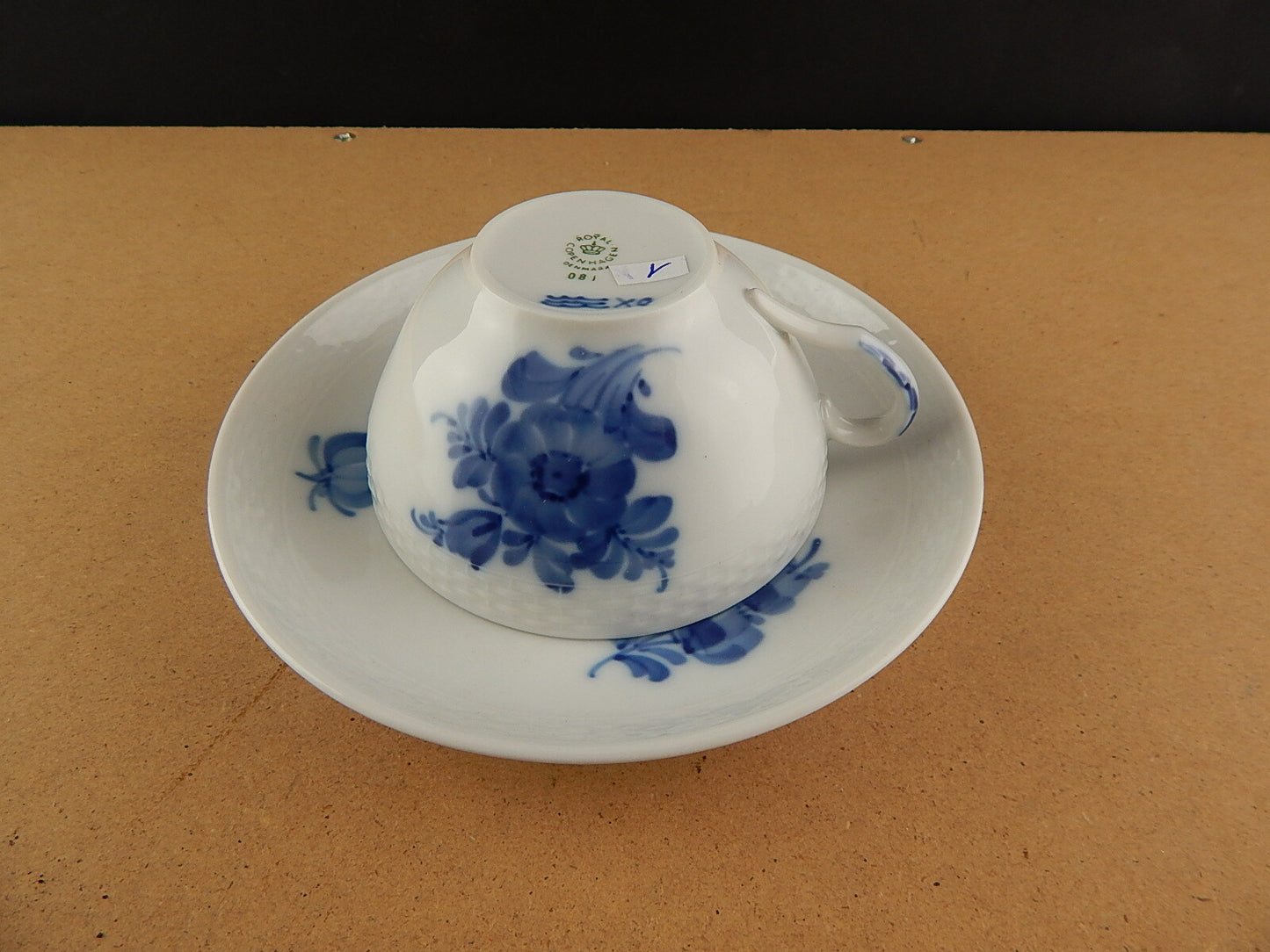 ROYAL COPENHAGEN PORCELLANA BLUE FLOWER TEA CUP SAUCER TAZZA TÈ DIPINTA MANO #1