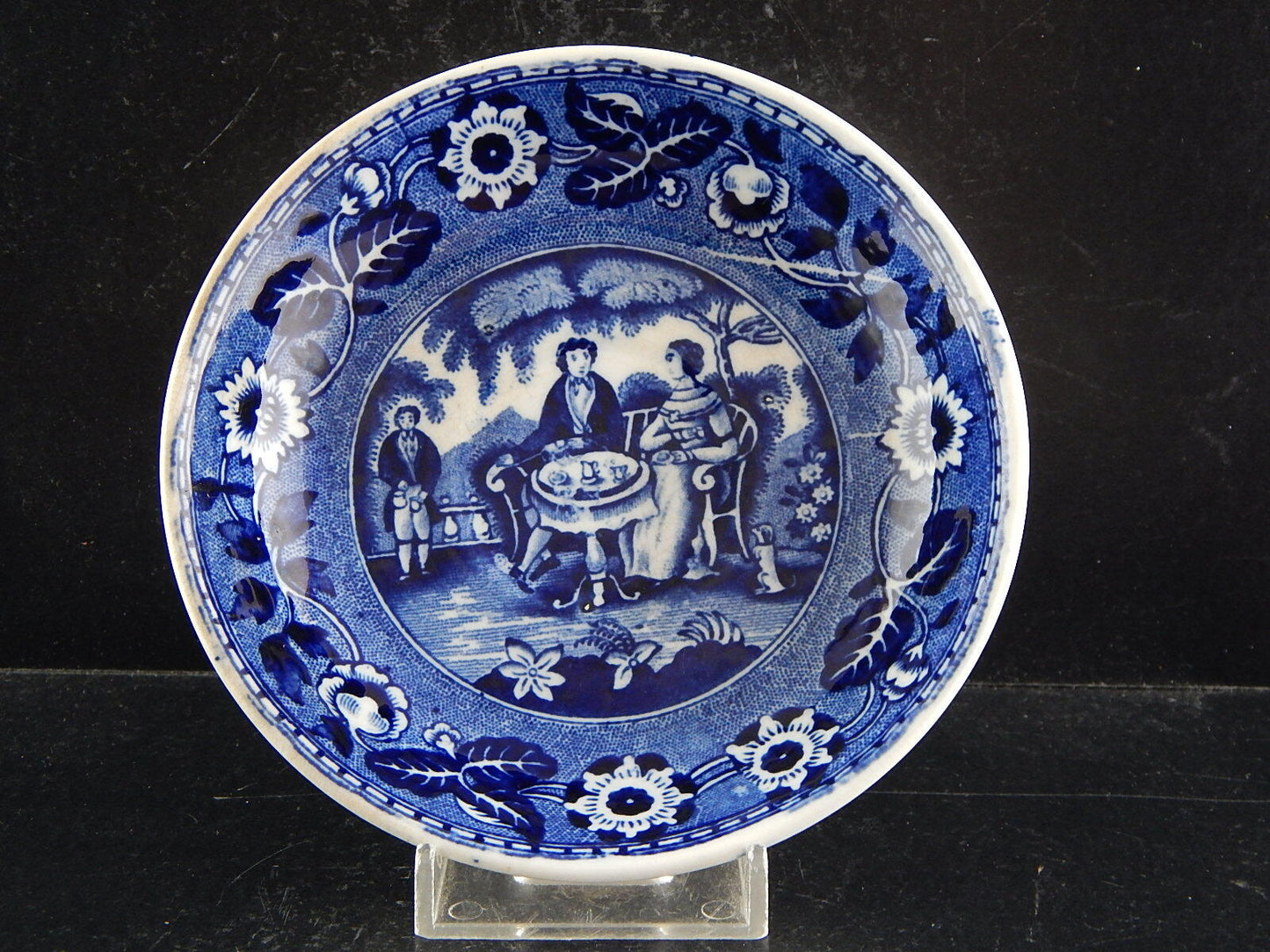 ANTICA TAZZA TE' CON PIATTINO CERAMICA MAASTRICHT P REGOUT TEA DRINKER META' 800