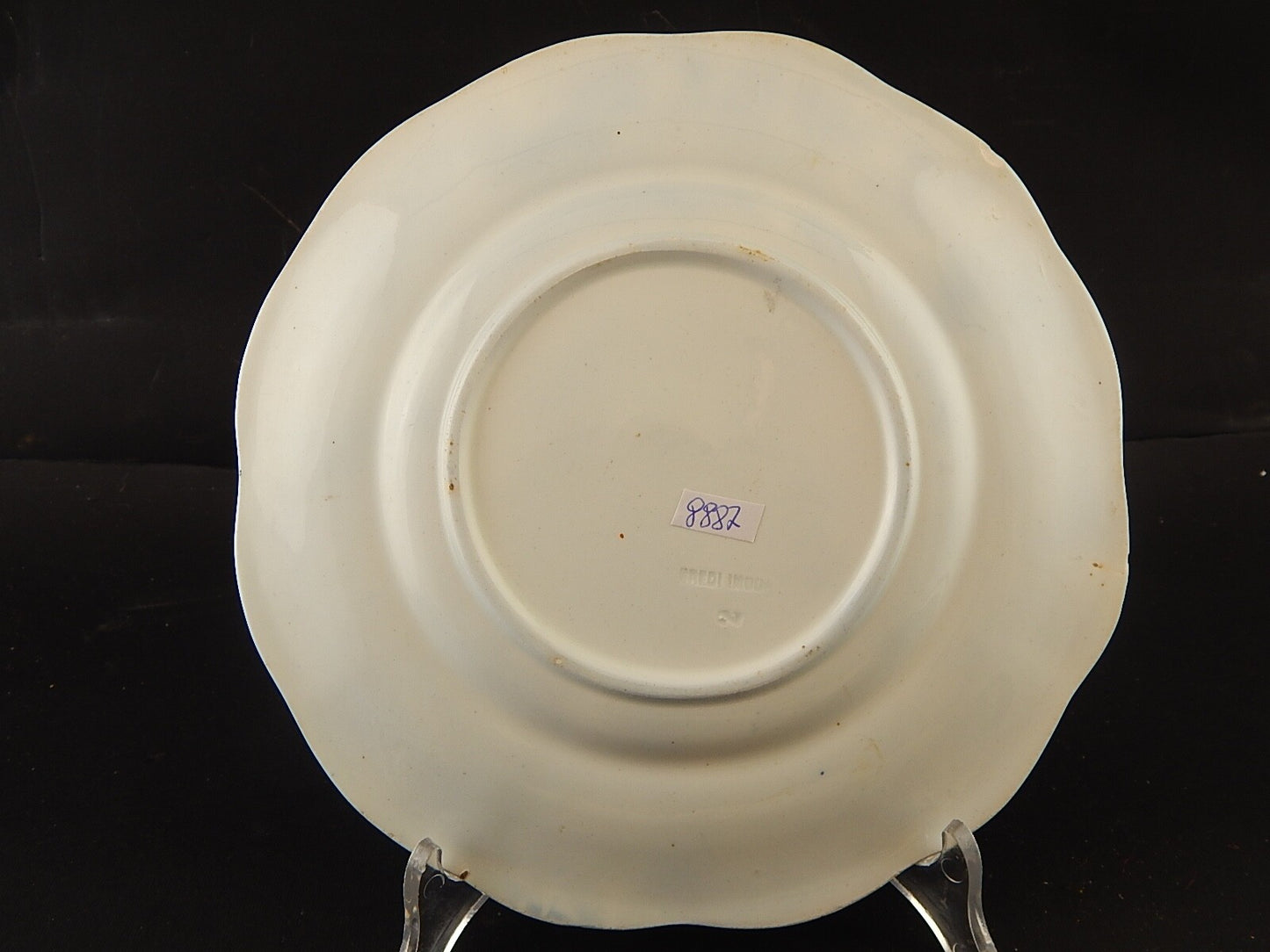 ANTICO RARO META' 800 PIATTO DECORATIVO CERAMICA EREDI IMODA TORINO STAMPA MANO