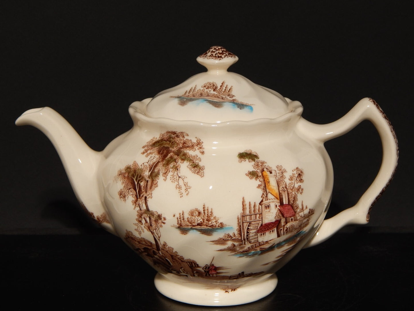 VINTAGE TEIERA SEMI PORCELLANA JOHNSON BROS THE OLD MILL STAMPATA A MANO