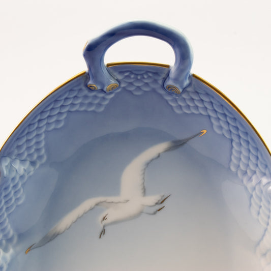 PIATTO PORTATA A FOGLIA PORCELLANA E ORO ZECCHINO GABBIANI BING&GRONDAHL 357