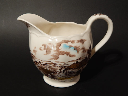 VINTAGE RARA CARAFFA LATTIERA CERAMICA W. H. GRINDLEY STAMPA A MANO QUIET DAY