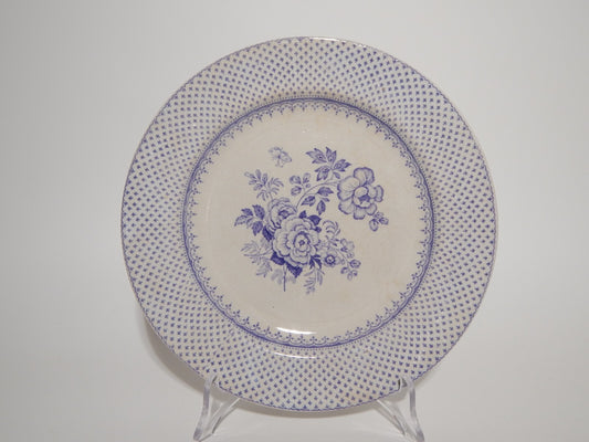 ANTICO PIATTO CERAMICA STAFFORDSHIRE PRIMAVESI DEL 1860 ERMINE BORDER VIOLA ###
