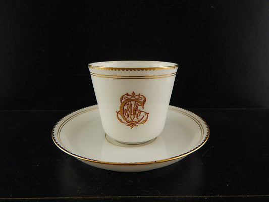 ANTICA PORCELLANA TAZZA ALFRED HACHE&CO VIERZON PARIS MONOGRAMMA DIFETTO