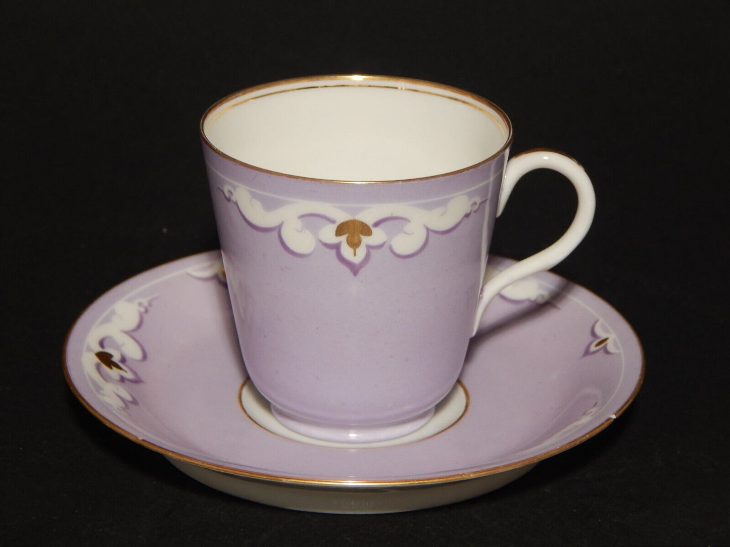 ANTICA RARA PREZIOSA LIBERTY TAZZINA CAFFE' FINISSIMA PORCELLANA VIOLA LILLA