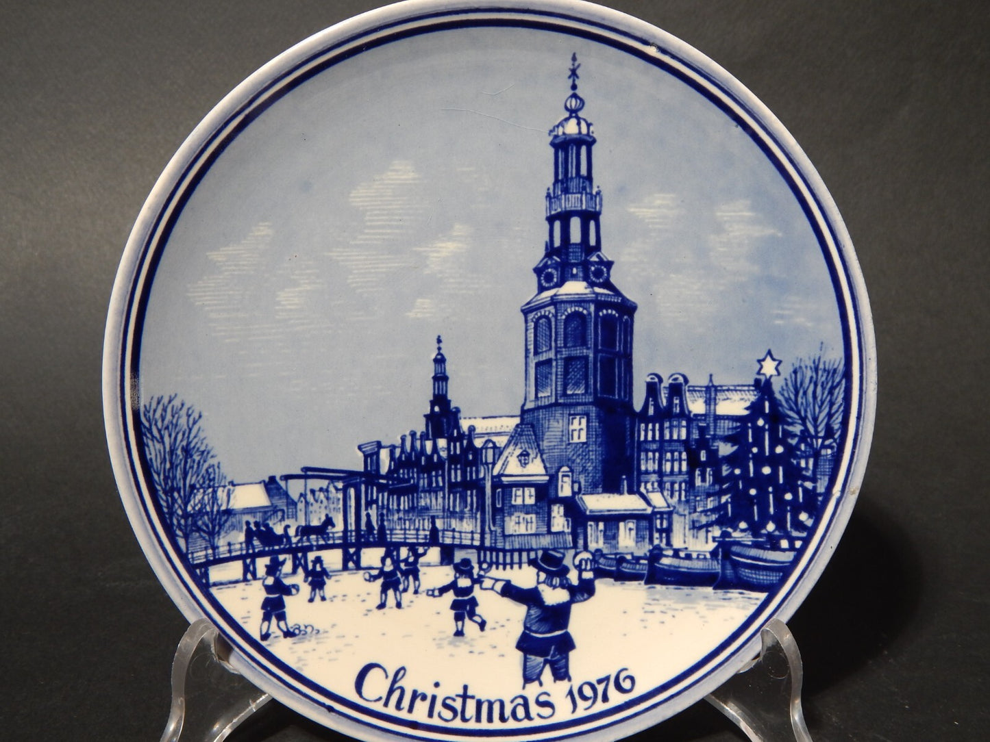 RARO COLLEZIONE PIATTO CERAMICA DELFT NATALE 1976 CHRISTMAS PLATE AMSTERDAM