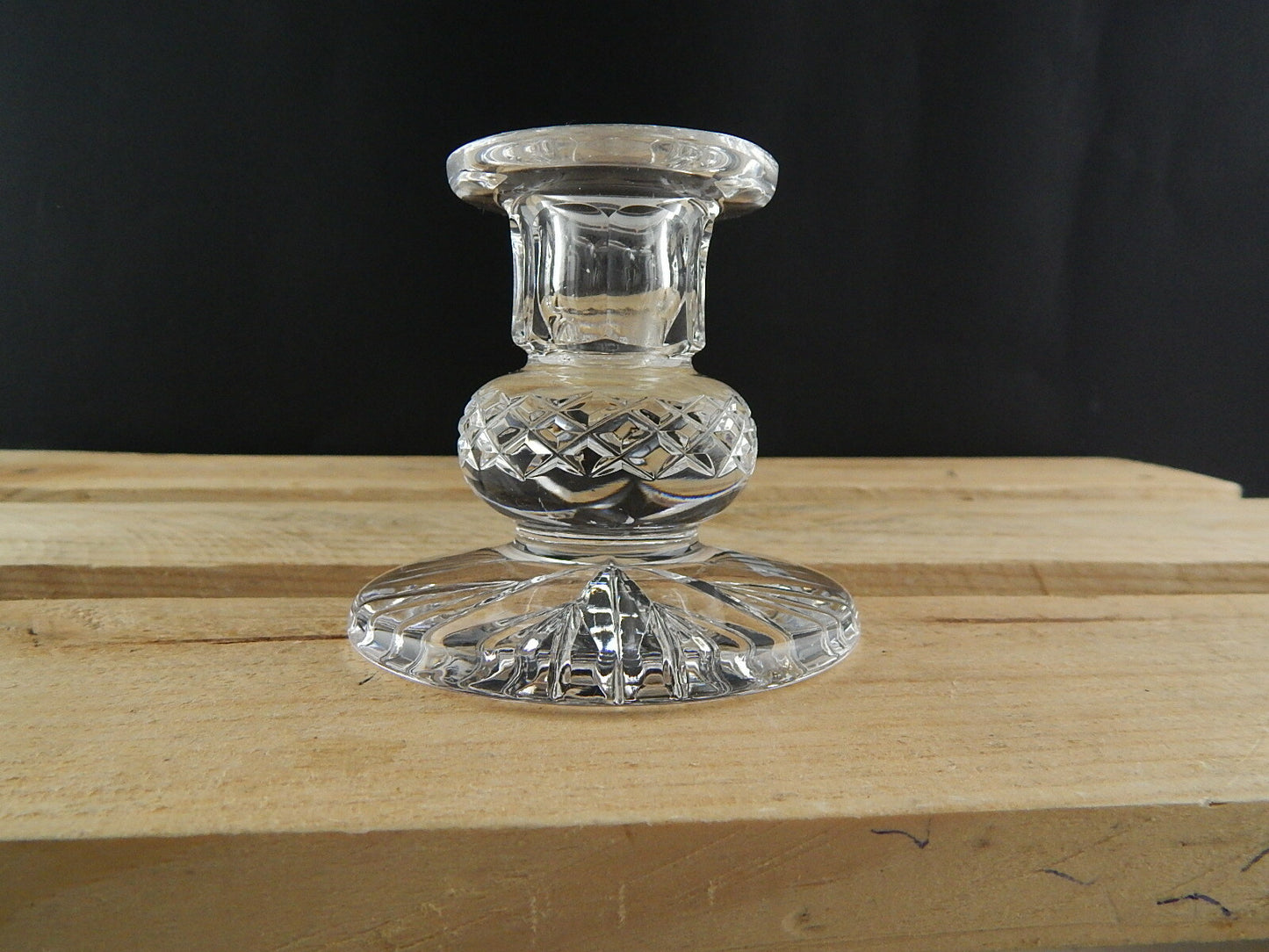 VINTAGE PREZIOSO PORTA CANDELA CANDELIERE CRISTALLO MOLATO BOEMIA