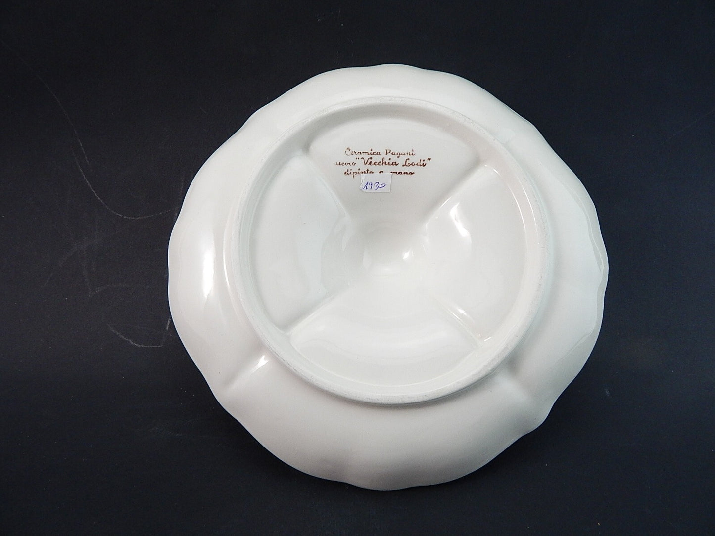 VINTAGE RARO VASSOIO ANTIPASTIERA MAIOLICA CERAMICA PAGANI VECCHIA LODI DIPINTO