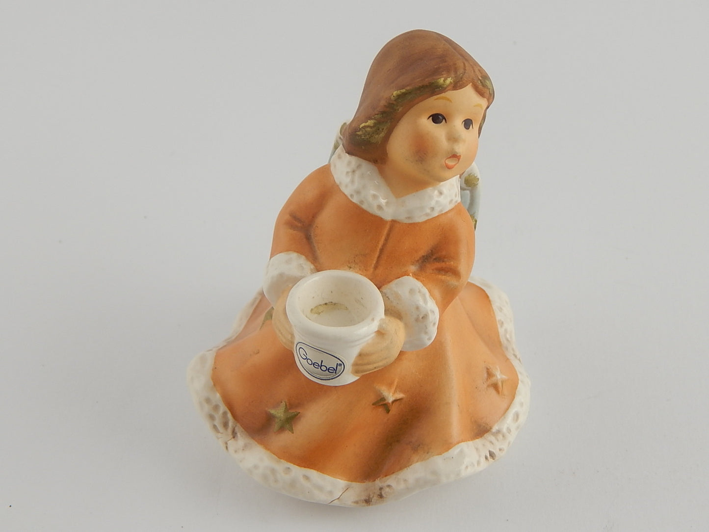 VINTAGE ANGELO NATALE PORTACANDELA GOEBEL PORCELLANA BISCUIT CHRISTMAS ANGEL