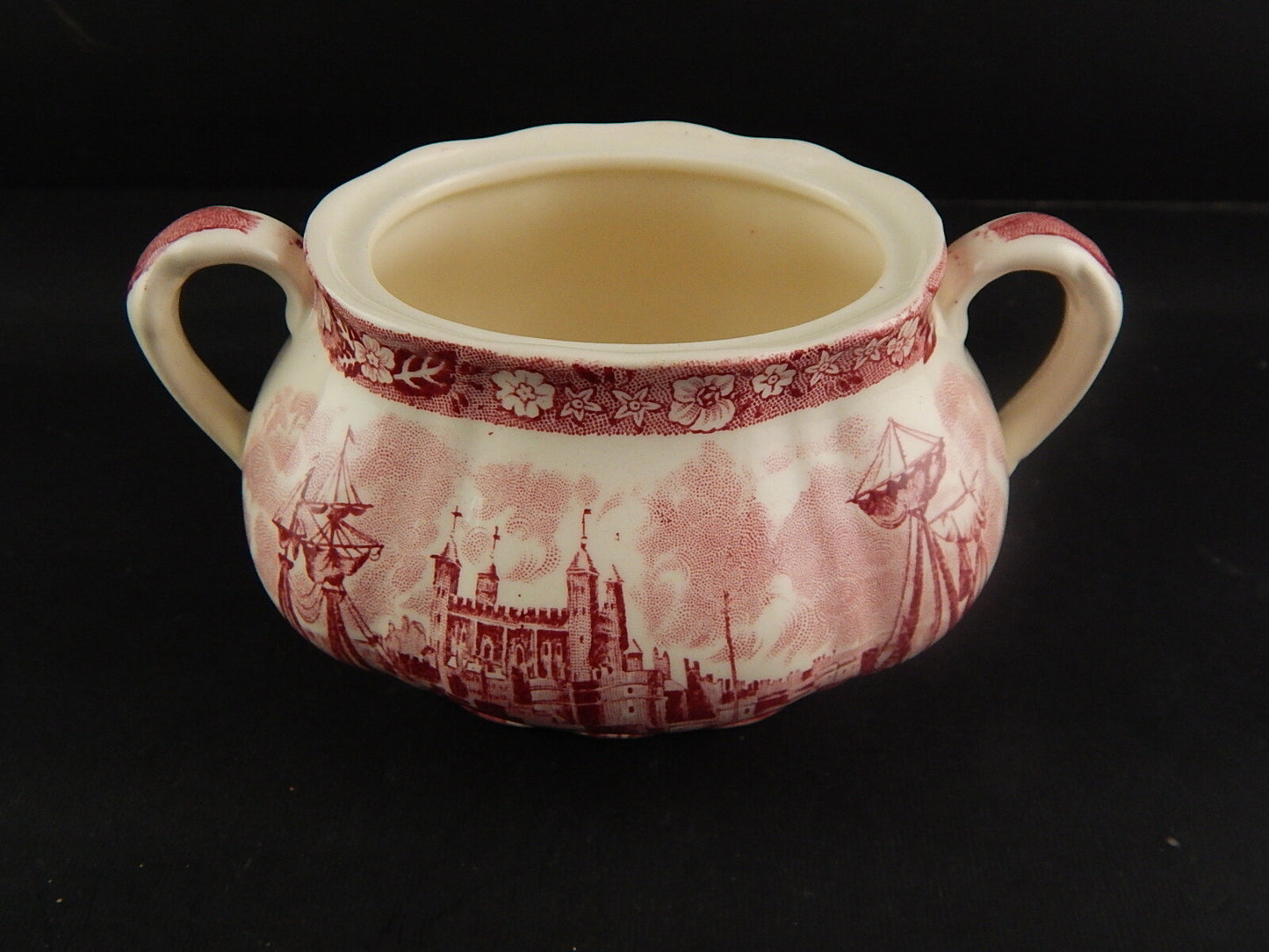 ANTICA ZUCCHERIERA SEMI PORCELLANA PALISSY POTTERY THAMES RIVER TOWER OF LONDON