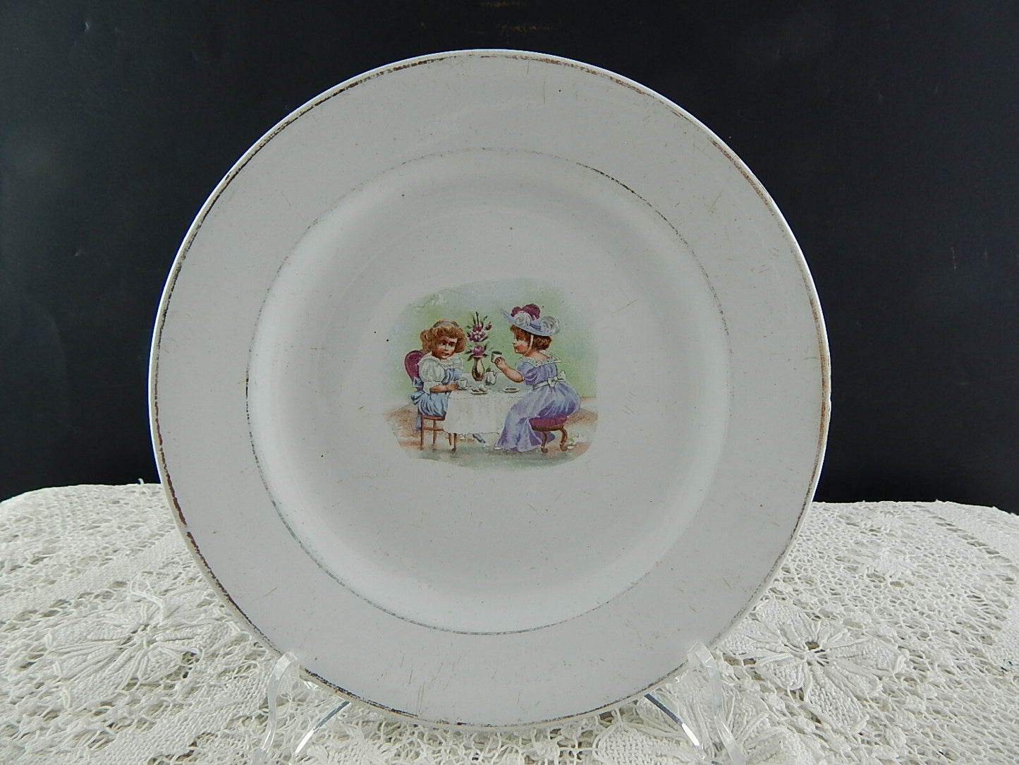 ANTICO PIATTO CERAMICA ITALIANA FONTEBASSO TREVISO COLLEZIONE DECALCOMANIA