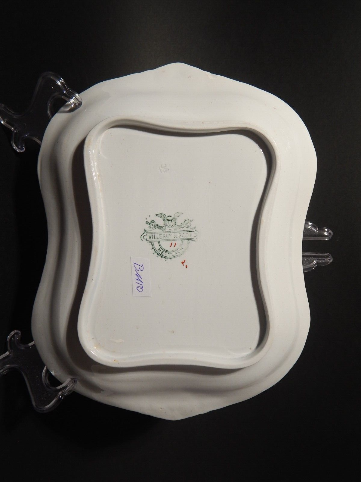 ANTICO RARO VASSOIO CON MANICI CERAMICA VILLEROY & BOCH FINE '800 METTLACH