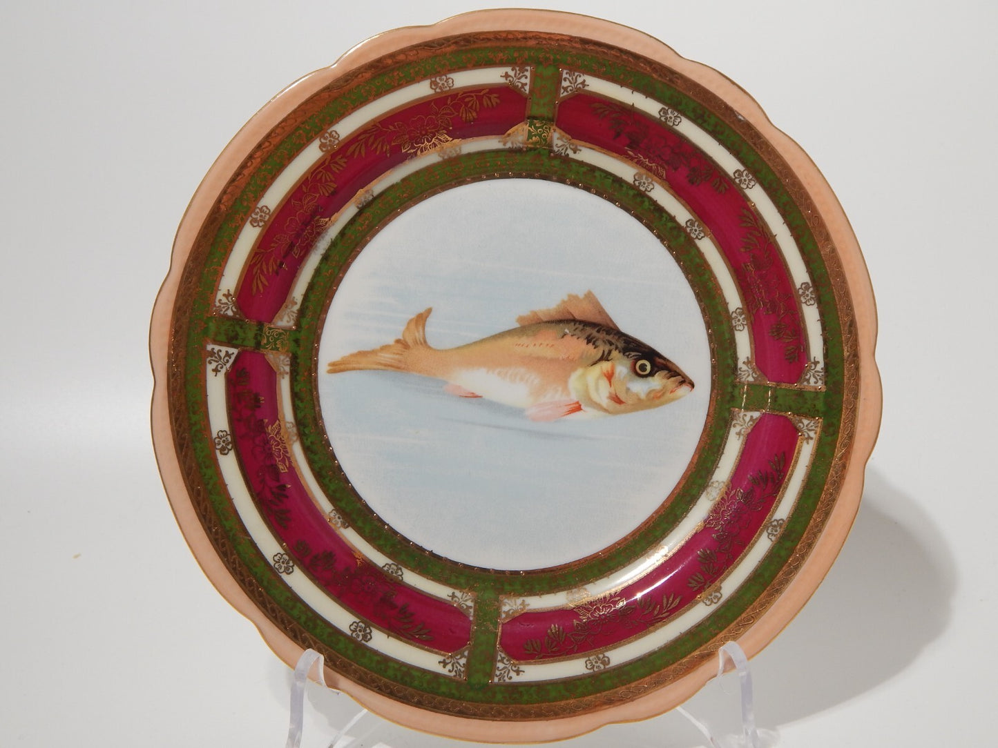 ANTICO IMPORTANTE SET 6 PIATTI PESCE STILE PORCELLANA IMPERIALE VIENNA AUSTRIA