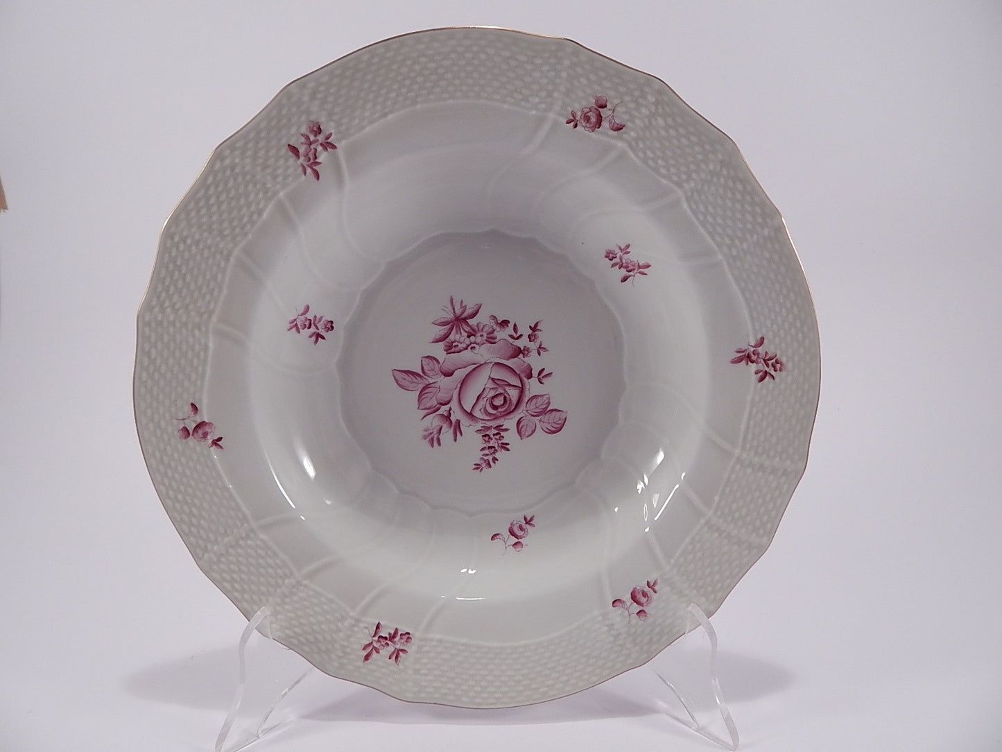 PIATTO FONDO PORCELLANA HEREND HUNGARY ROSE HAND-MADE PORCELAIN PLATE