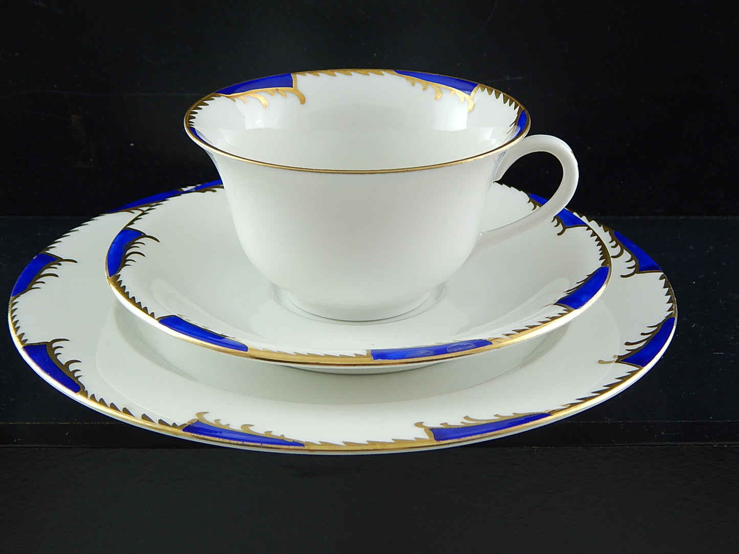 ANTICO ART DECO SET TRIO TAZZA TÈ PORCELLANA WÜRTTEMBERG BAUER&PFEIFFER