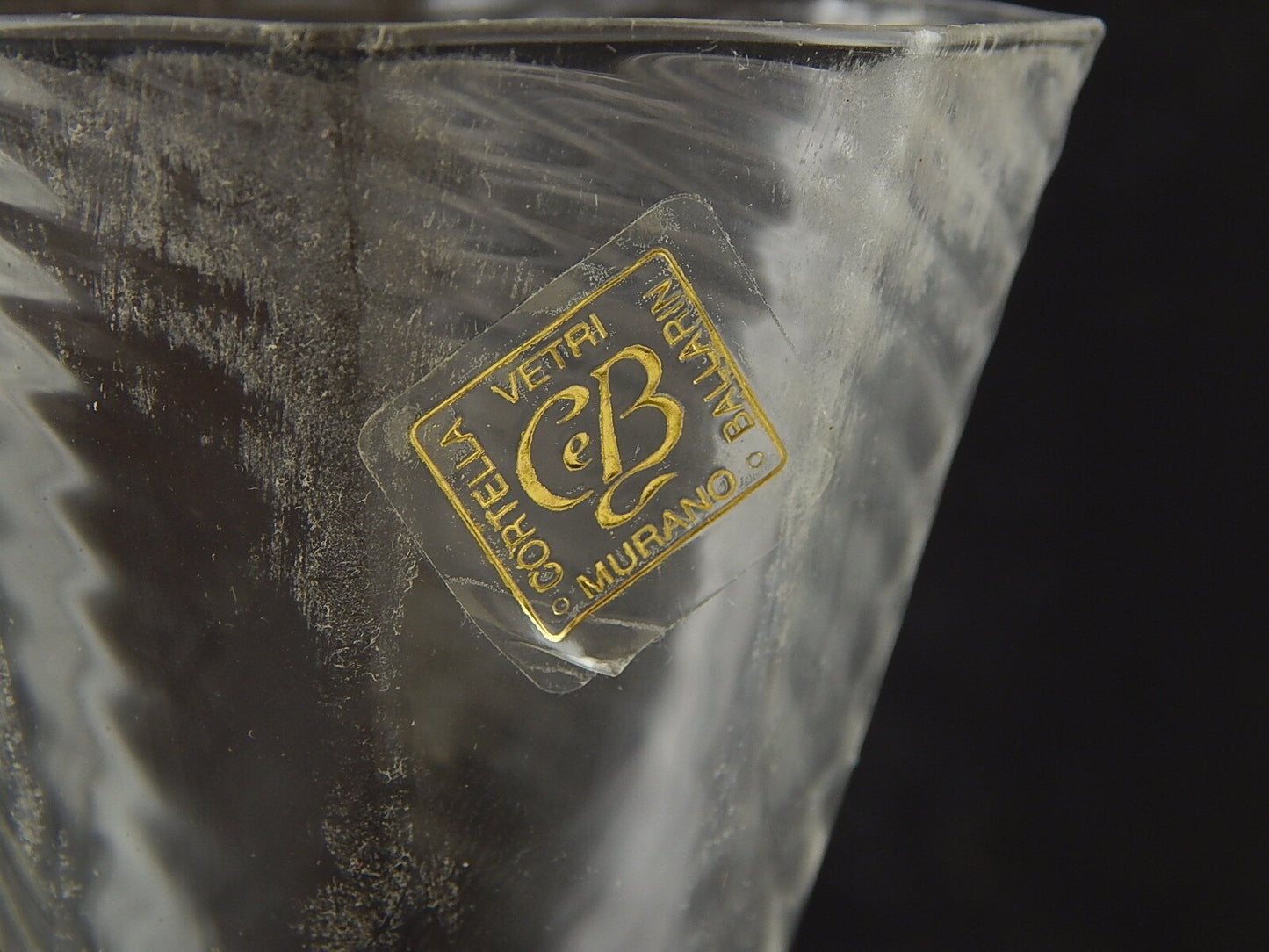 TIPETTO CALICE MURANO VETRO SOFFIATO RIGATO PESCE FIRMATO CORTELLA & BALLARIN #