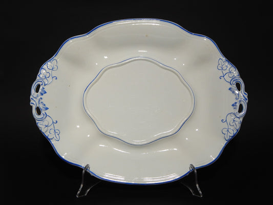 ANTICO RARO VASSOIO CERAMICA BIANCA DECORI BLU RICHARD MILANO FINE 800