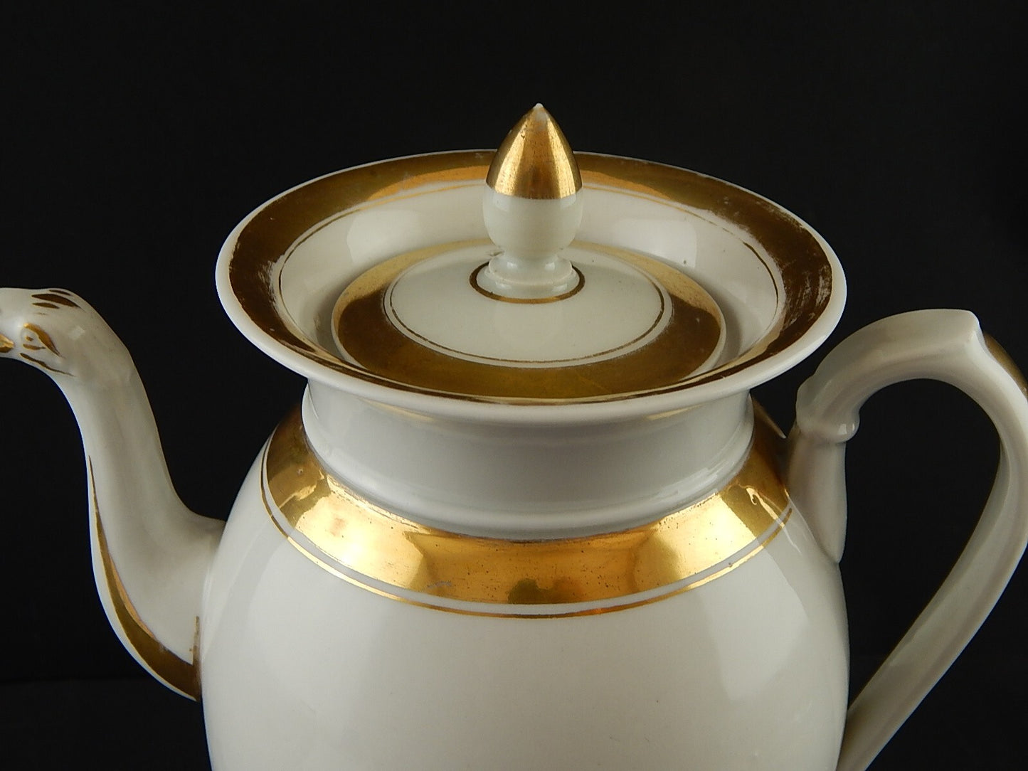 ANTICA RARA PREZIOSA CAFFETTIERA IMPERO PORCELLANA BIANCA ORO INIZIO 1800