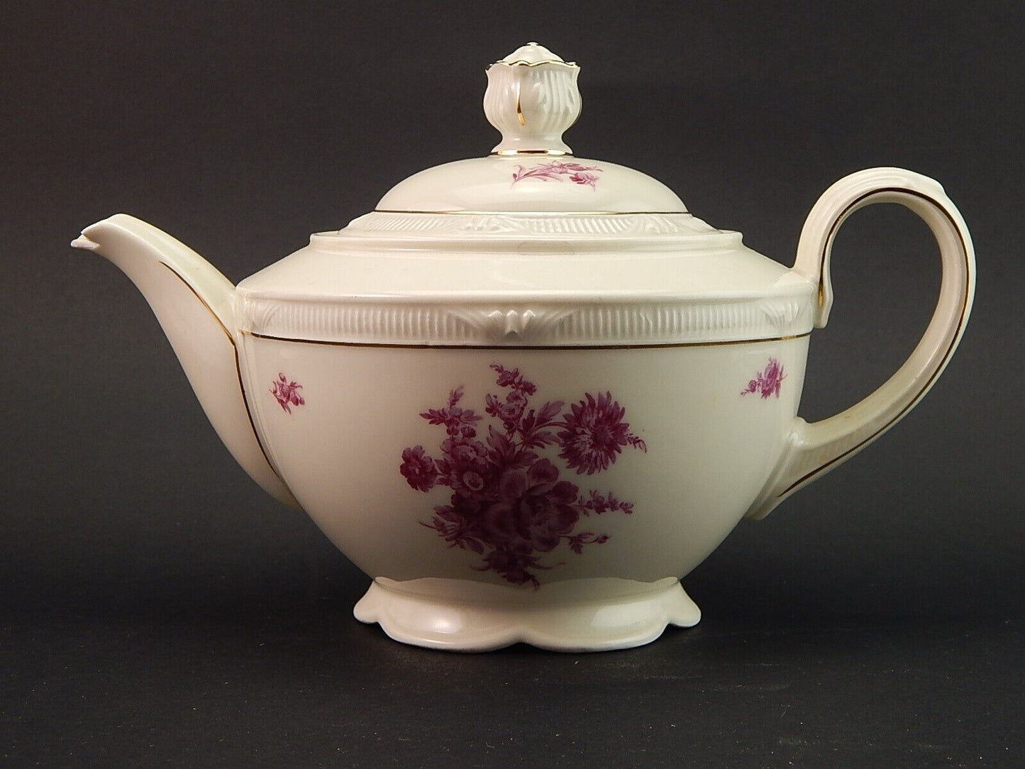 ANTICA RARA TEIERA PORCELLANA ZEH SCHERZER BAVARIA ROSA FUCSIA DIFETTO