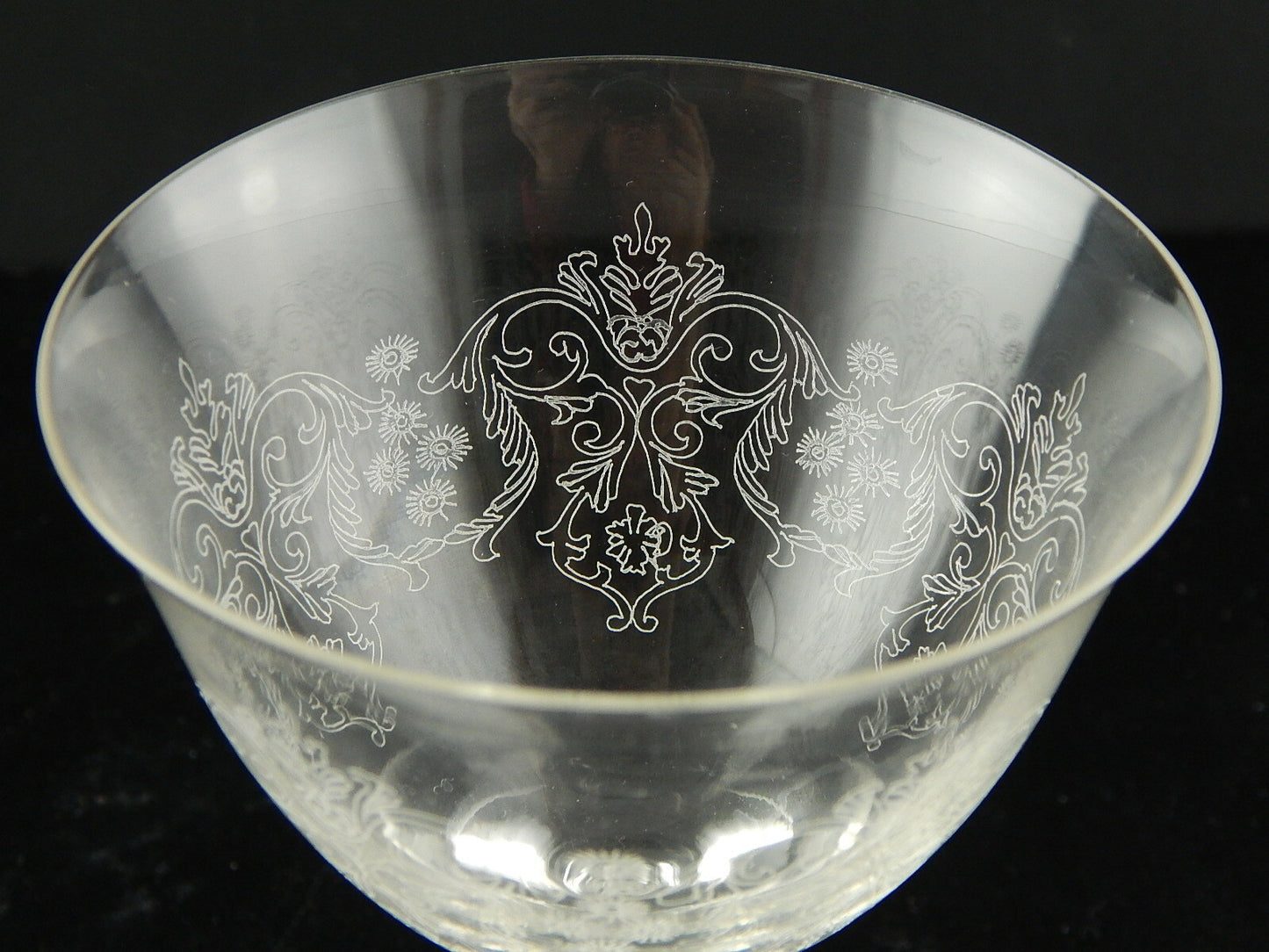 ANTICO RARO PREZIOSO LIBERTY SET 4 BICCHIERI O 2 COPPIE CALICI CRISTALLO INCISI