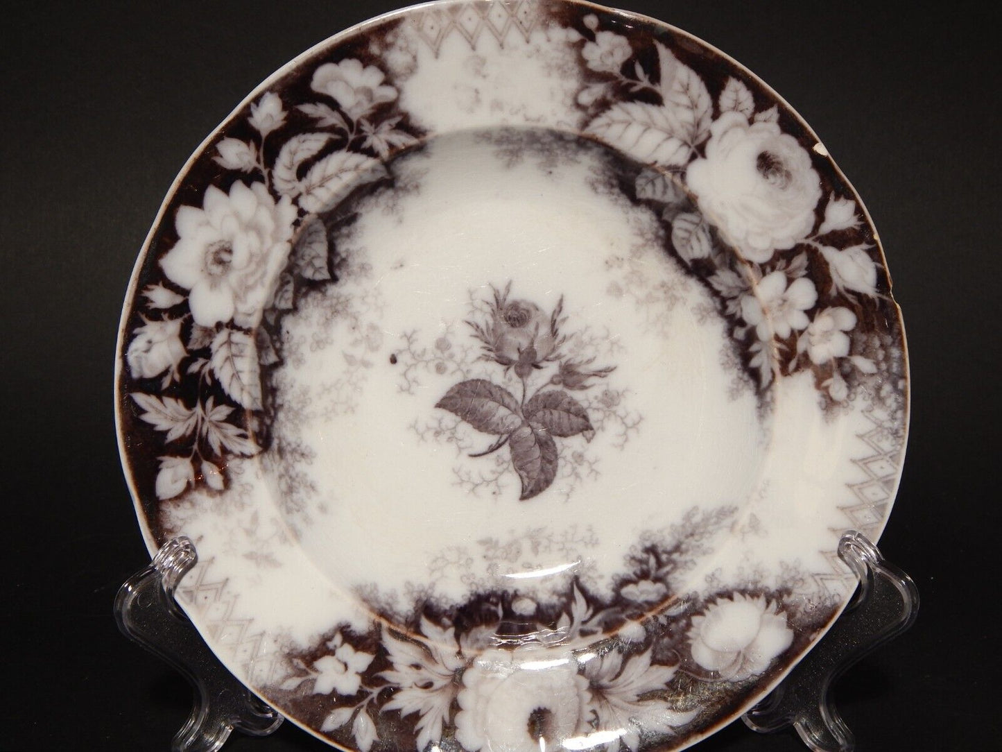 ANTICO PIATTO FONDO CERAMICA JARDINIERE VILLEROY & BOCH FINE '800 difetto 1139