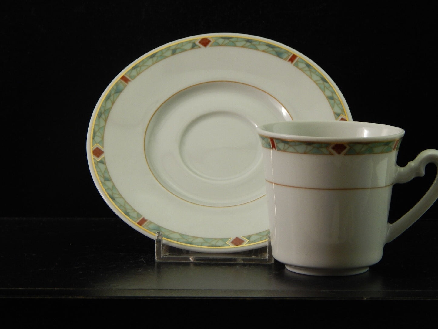 VINTAGE SERVIZIO 6 TAZZINE CAFFÈ PORCELLANA H W DESIGN BAVARIA STILE ART DECO