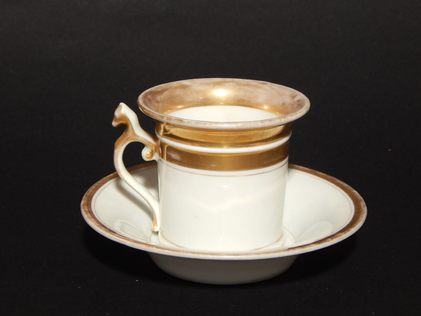 ANTICA PREZIOSA TAZZA PORCELLANA BIANCA E ORO IMPERO GINORI DOCCIA META' 800 #