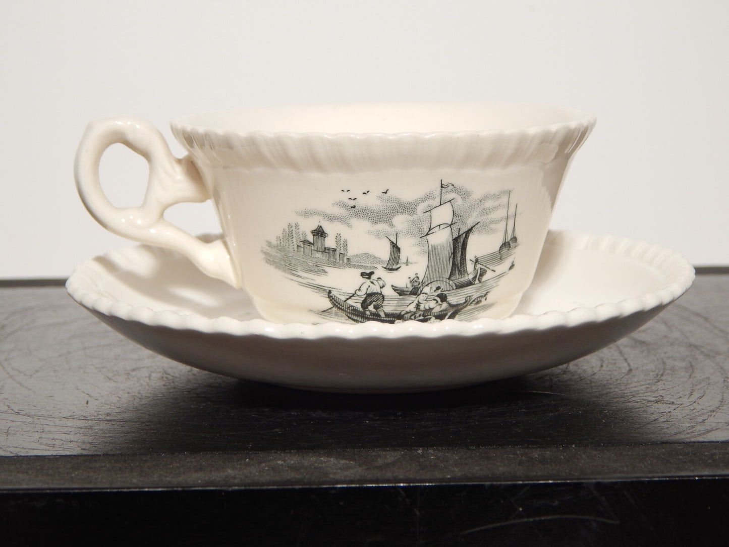 ANTICO SERVIZIO CAFFE' INGLESE SEMI PORCELLANA COPELAND SPODE PAESAGGIO MARINO