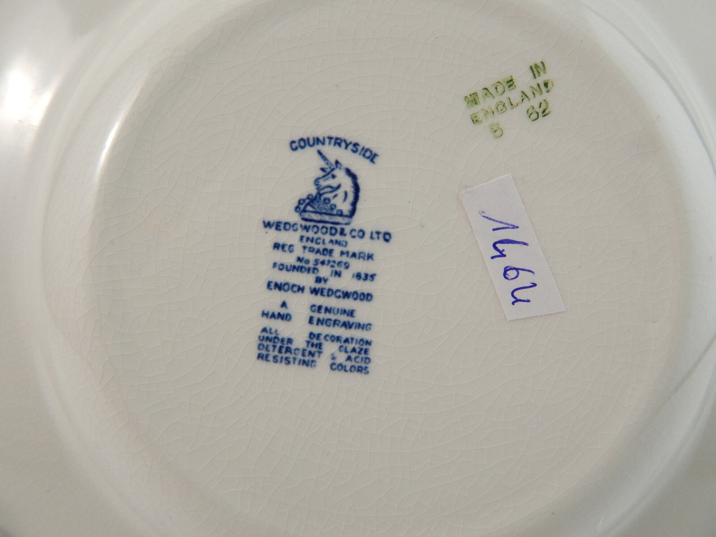 WEDGWOOD&CO VINTAGE PIATTO FONDO SEMI-PORCELLANA META' 900 COUNTRYSIDE