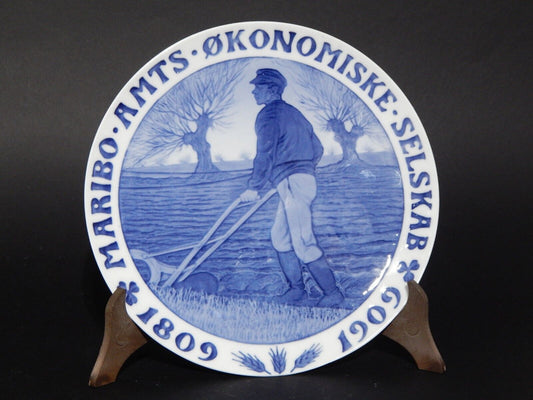 ROYAL COPENHAGEN PIATTO PORCELLANA 1809-1909 MARIBO AMTS OKONOMISKE SELSKAB