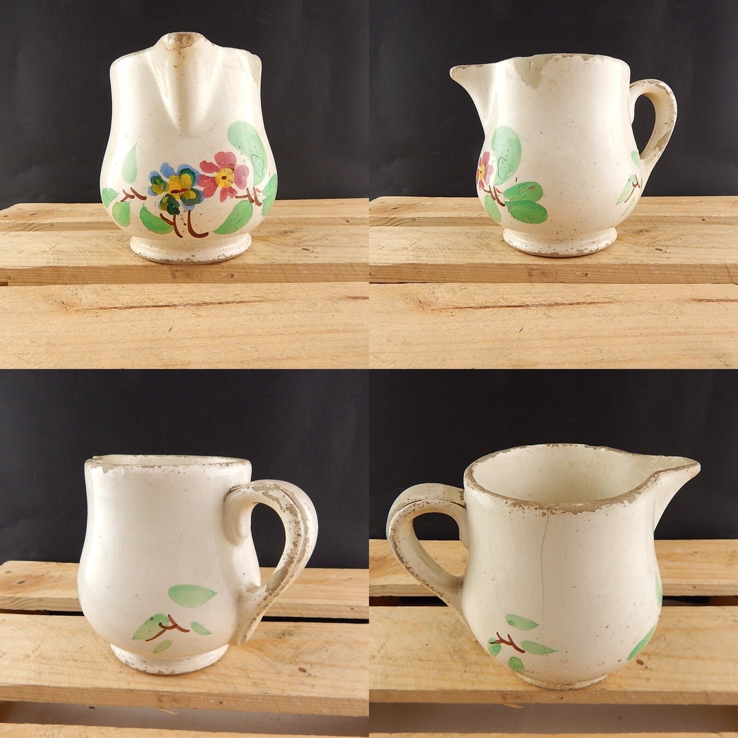 ANTICA RARA BROCCA CARAFFA VERSATOIO CERAMICA MAIOLICA F. MUSSO MONDOVI'