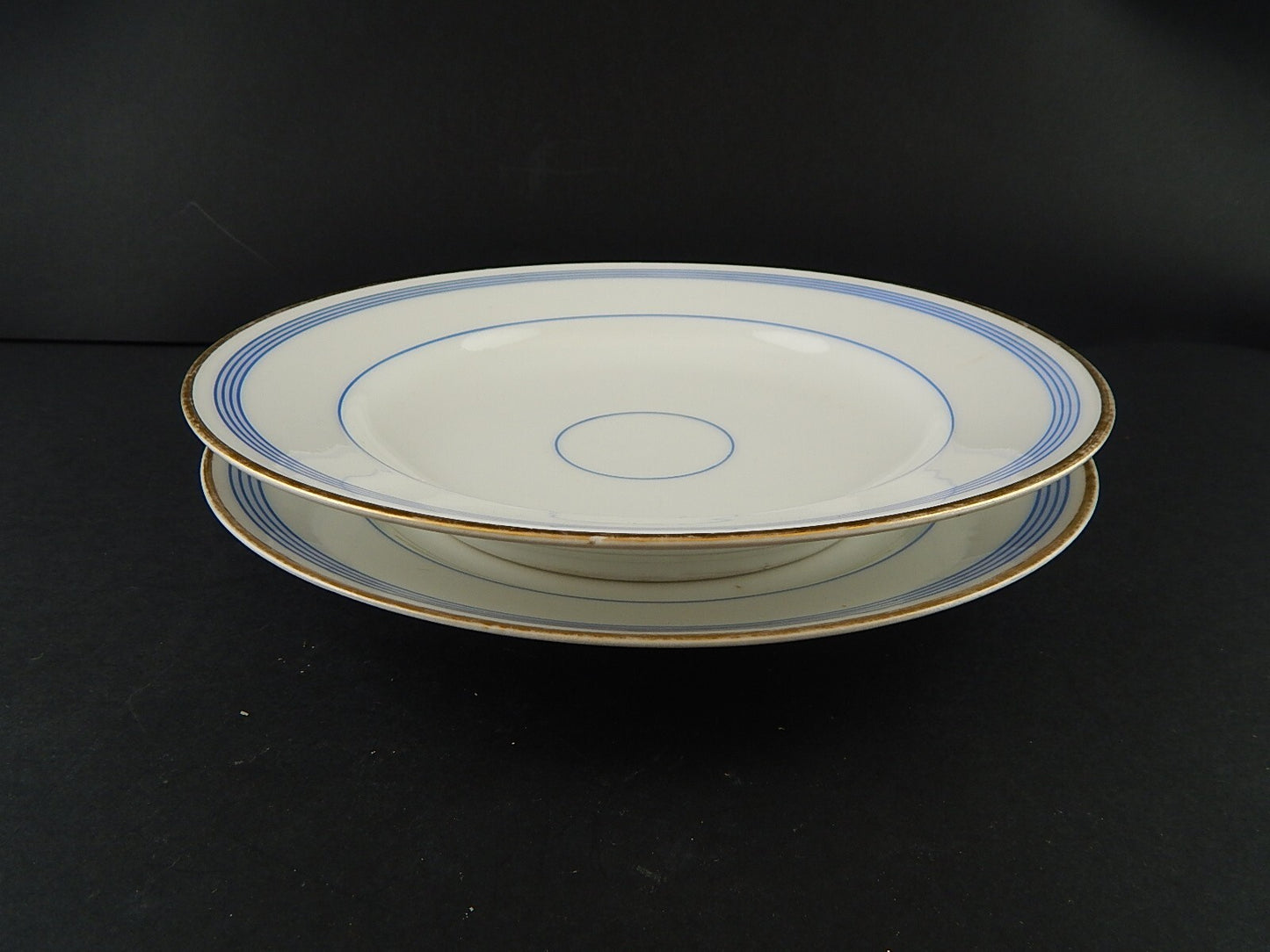 ANTICO RARO SERVIZIO 10 PIATTI PORCELLANA PARIGI BIANCA BLU ORO NAPOLEONE III