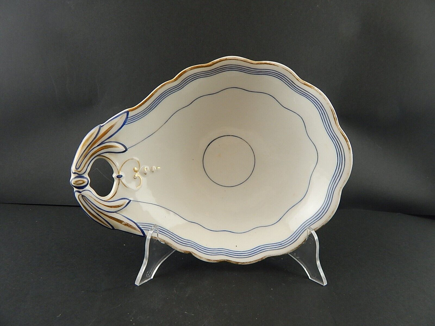 ANTICA RAVIERA CONCHIGLIA VASSOIO PORCELLANA PARIGI BIANCA BLU ORO NAPOLEONE III