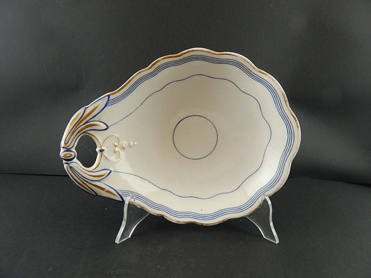 ANTICA RAVIERA CONCHIGLIA VASSOIO PORCELLANA PARIGI BIANCA BLU ORO NAPOLEONE III