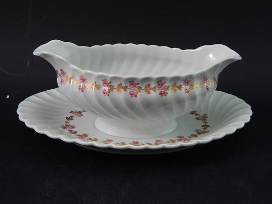 VINTAGE ELEGANTE SALSIERA PORCELLANA BIANCA FIORELLINI LIMOGES HAVILAND
