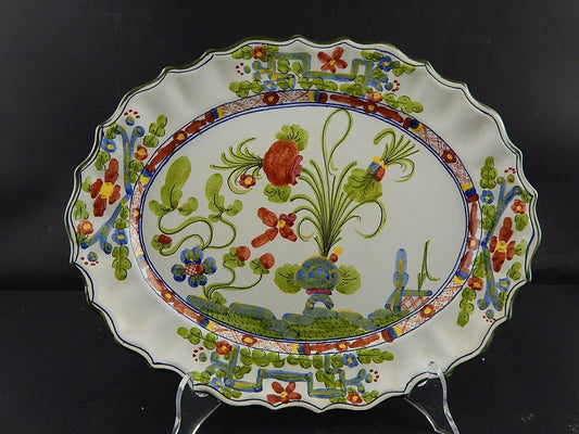 VINTAGE VASSOIO AL GAROFANO CERAMICA MAIOLICA MORELLI FAENZA HANDMADE ITALY #