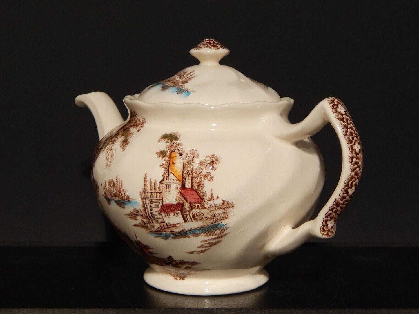 VINTAGE TEIERA SEMI PORCELLANA JOHNSON BROS THE OLD MILL STAMPATA A MANO