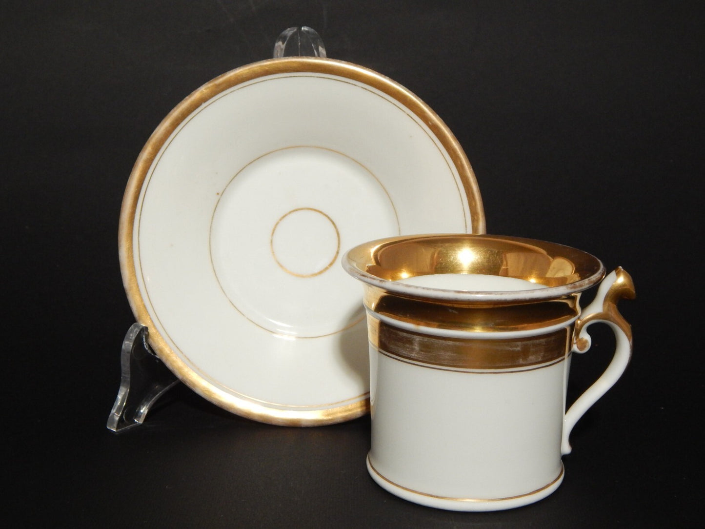 ANTICA PREZIOSA TAZZA PORCELLANA BIANCA E ORO IMPERO GINORI DOCCIA META' 800