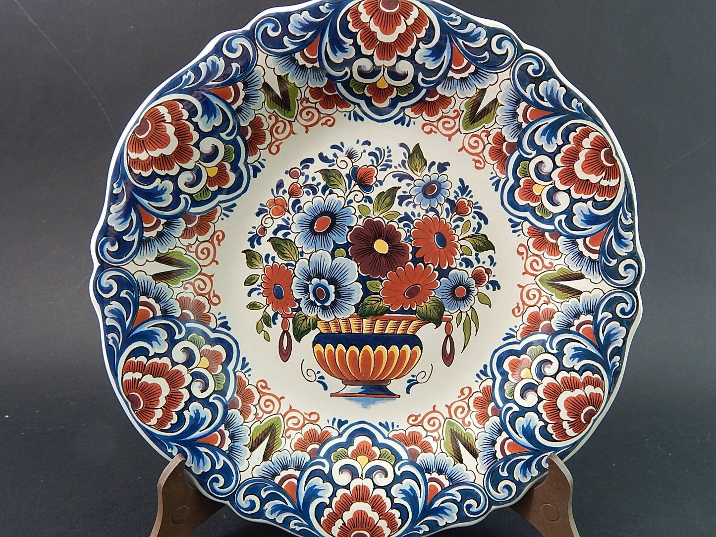 ANTICO PREZIOSO PIATTO CERAMICA POLICROMA COLLEZIONE OUD DELFT DIPINTO A MANO