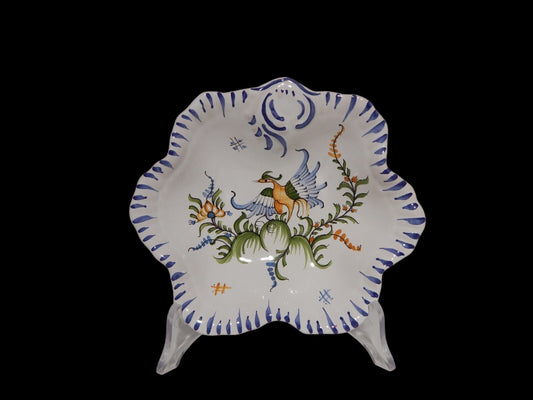 VINTAGE CIOTOLA SVUOTA TASCHE POSACENERE CERAMICA DIPINTA A MANO MOUSTIERS