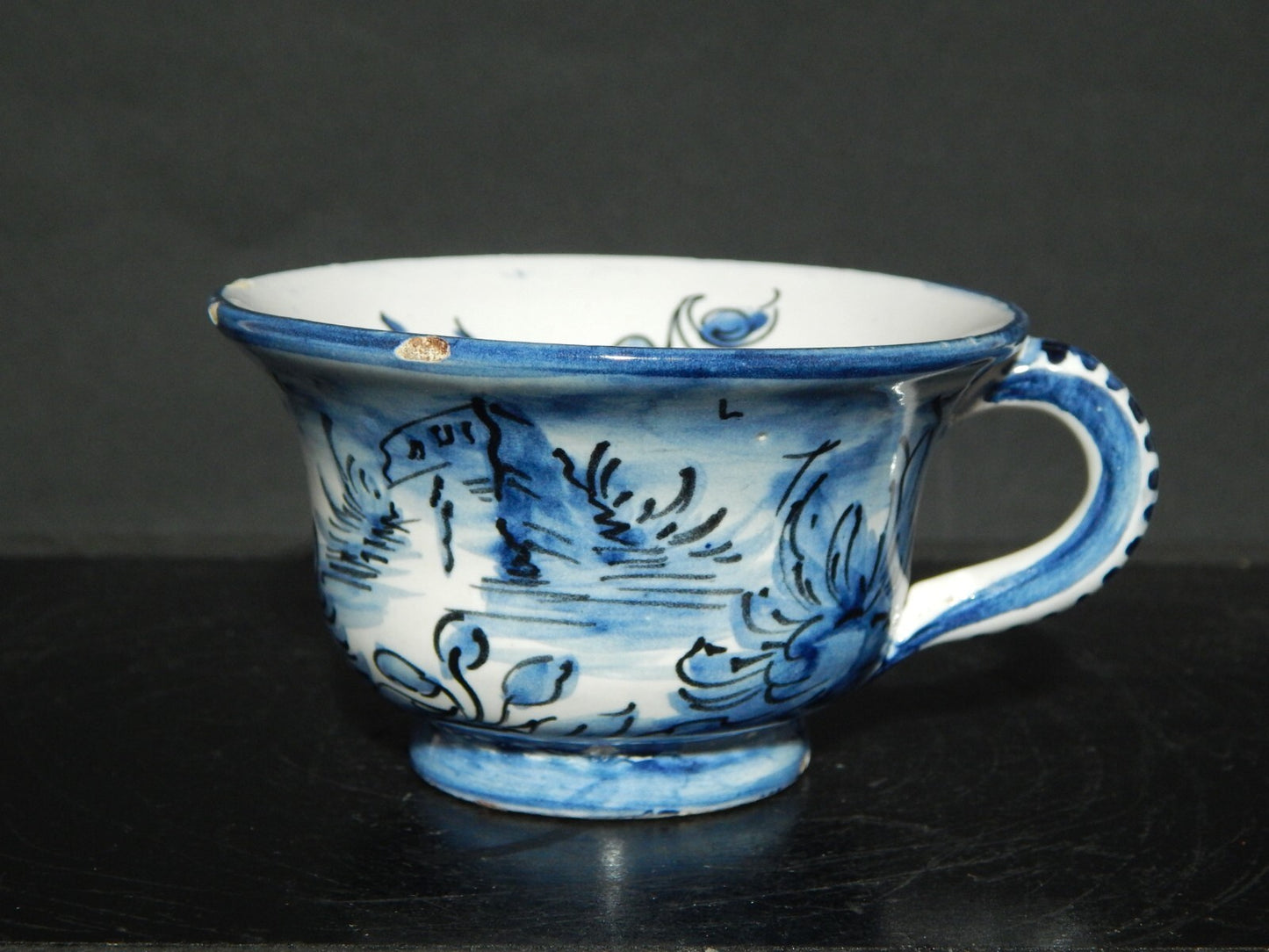 ANTICA TAZZA CERAMICA ALBISOLA ALBA DOCILIA FATTA E DIPINTA A MANO PRIMO 900