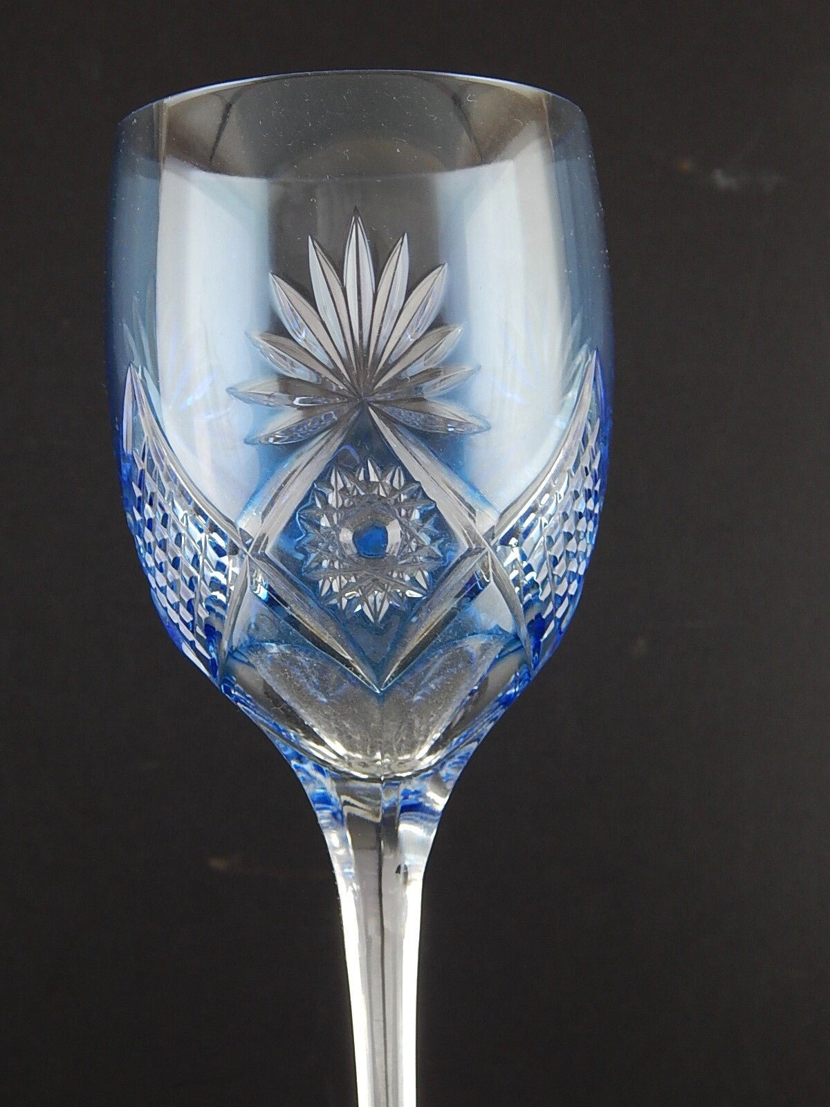 VINTAGE BICCHIERE CALICE CRISTALLO GERMANIA MOLATO NACHTMANN ACQUAMARINA