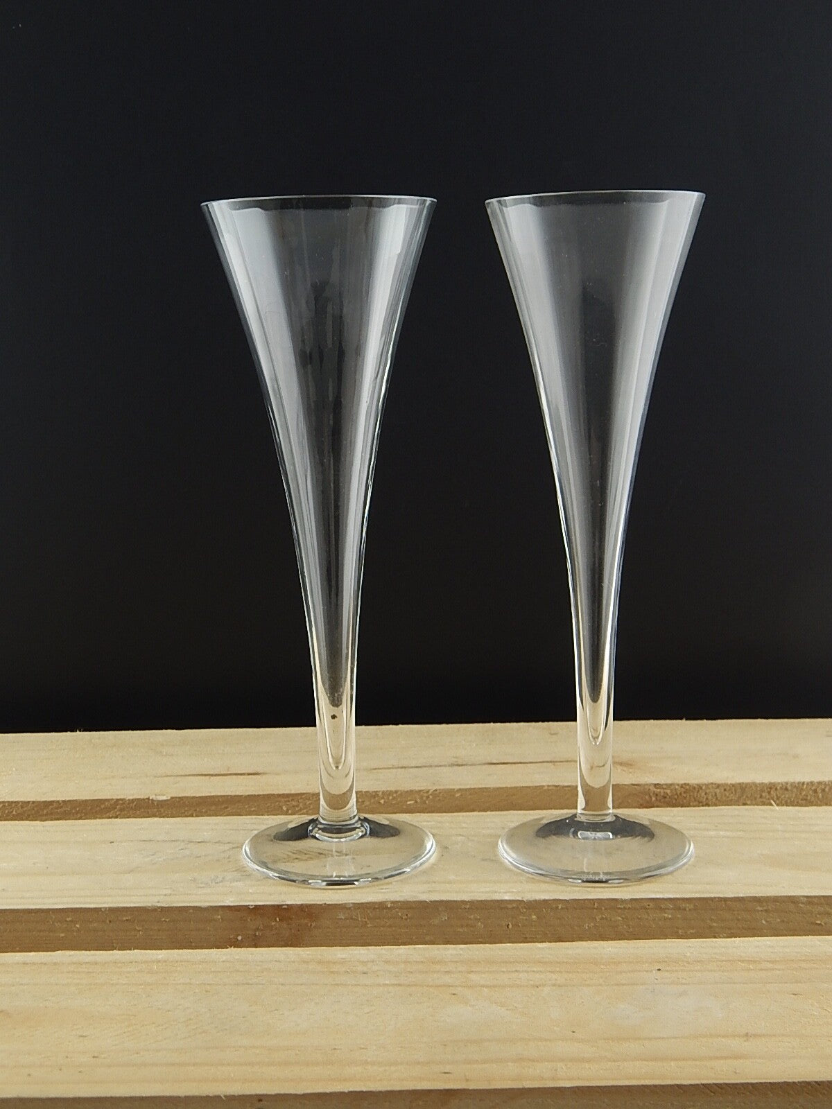 ART DECO ELEGANTE PREZIOSA COPPIA CALICI FLUTE CRISTALLO ROGASKA MODELLO LUNA